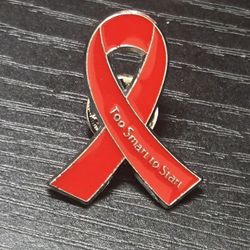Red Ribbon Pin, 30 Pcs customed "too smart to start" Heart Disease Awareness Ribbons. Awareness Lapel Pins Hope Pins Enamel Jewelry Pins for Women