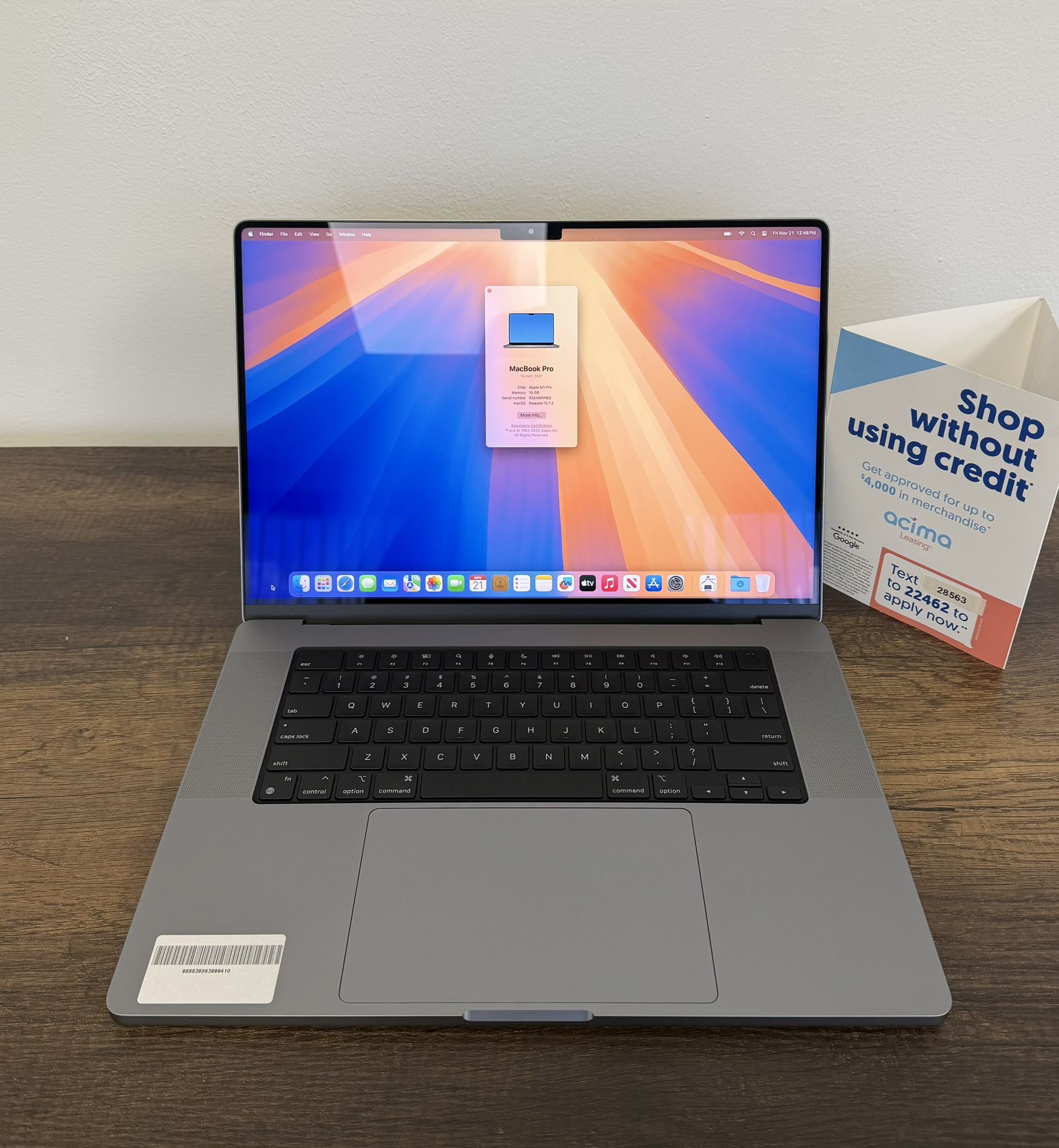 16" MacBook Pro M1 Pro 10 Core*500GB SSD*16GB RAM