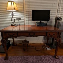 Decorated Cherry Wood Desk