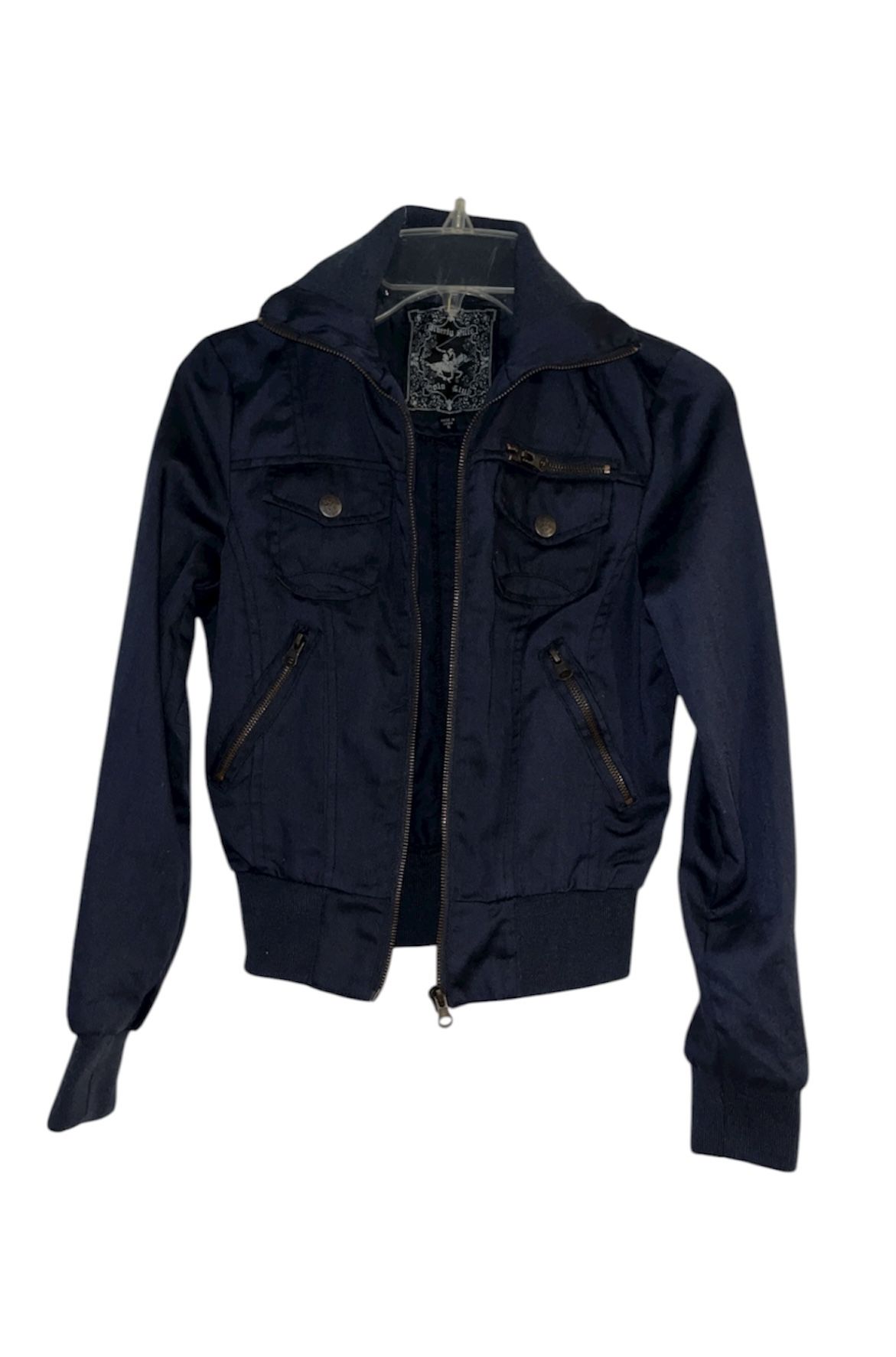 Navy blue zip-up jacket with pockets #jacket with collar And pockets both buttoned and zipper #jacket #blue #navyblue #fashion Smoke/stain/rip and