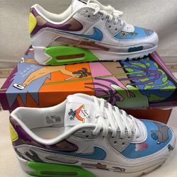 NIKE CZ3992-900 Ruohan Wang x Air Max 90 Flyleather Multicolor - Size 10.5