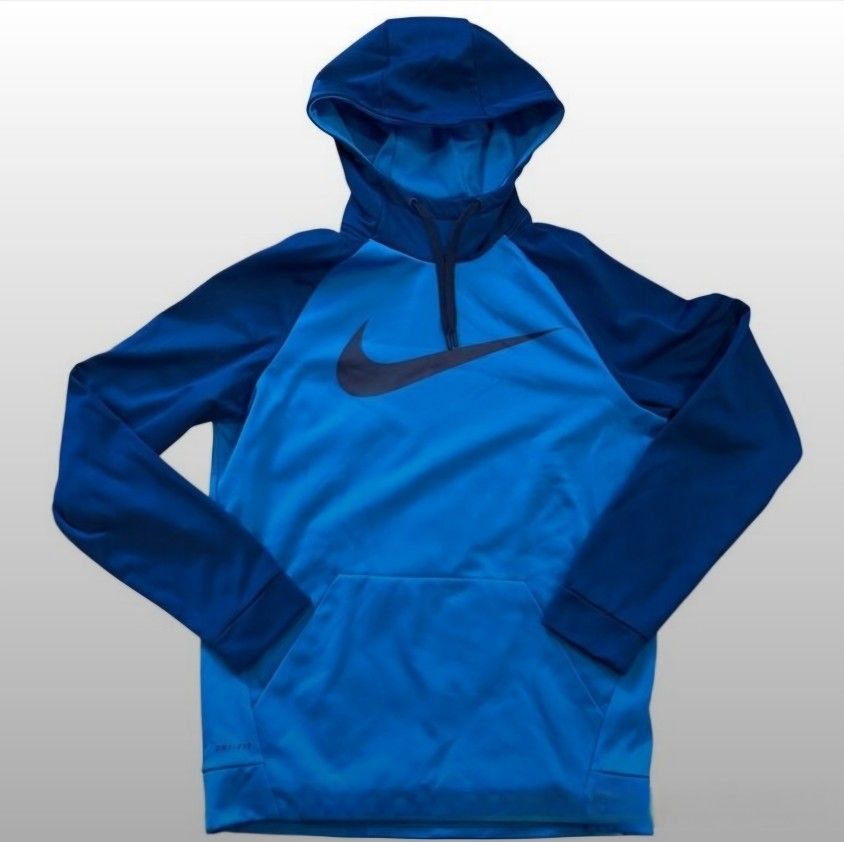 Nike Dri-FIT Men’s Hoodie Size M Blue Fleece-Lined Pullover Sweatshirt Athletic
