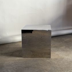 Mirrored Chrome Cube Side Table Pedestal