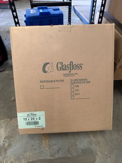 Glasfloss 12"x24"x2" Merv10 Commercial pleated AC and furnace air filter, case of 12, NEW