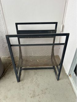 modern mis century fire log holder large black minimal design