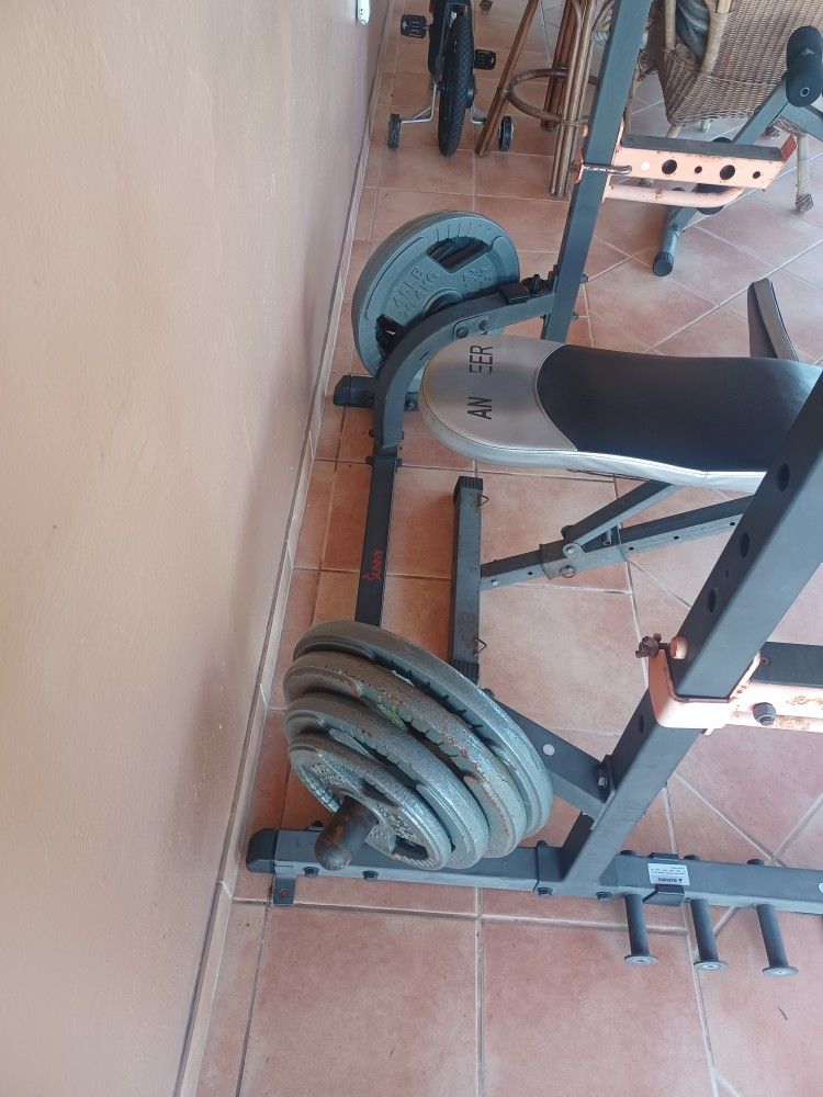 270 Lbs Olympic Weight Set Including Bar And Multiple Positions Bench