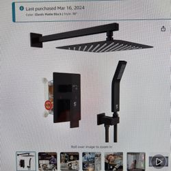 10” Black square Rain Head  - Never Used/In box