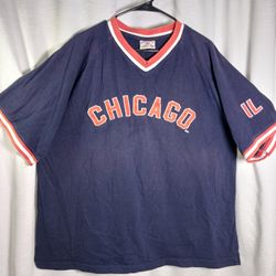 Vtg Chicago IL Shirt 2XL XXL Blue Steve & Barry's Embroidered Orange Trim Tee