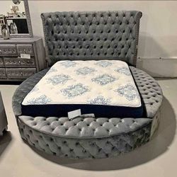 Butterfly Round Shaped Queen Size Bed Frame With Storage 