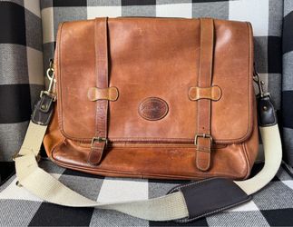 Eddie Bauer Brown Leather Briefcase Messenger Bag