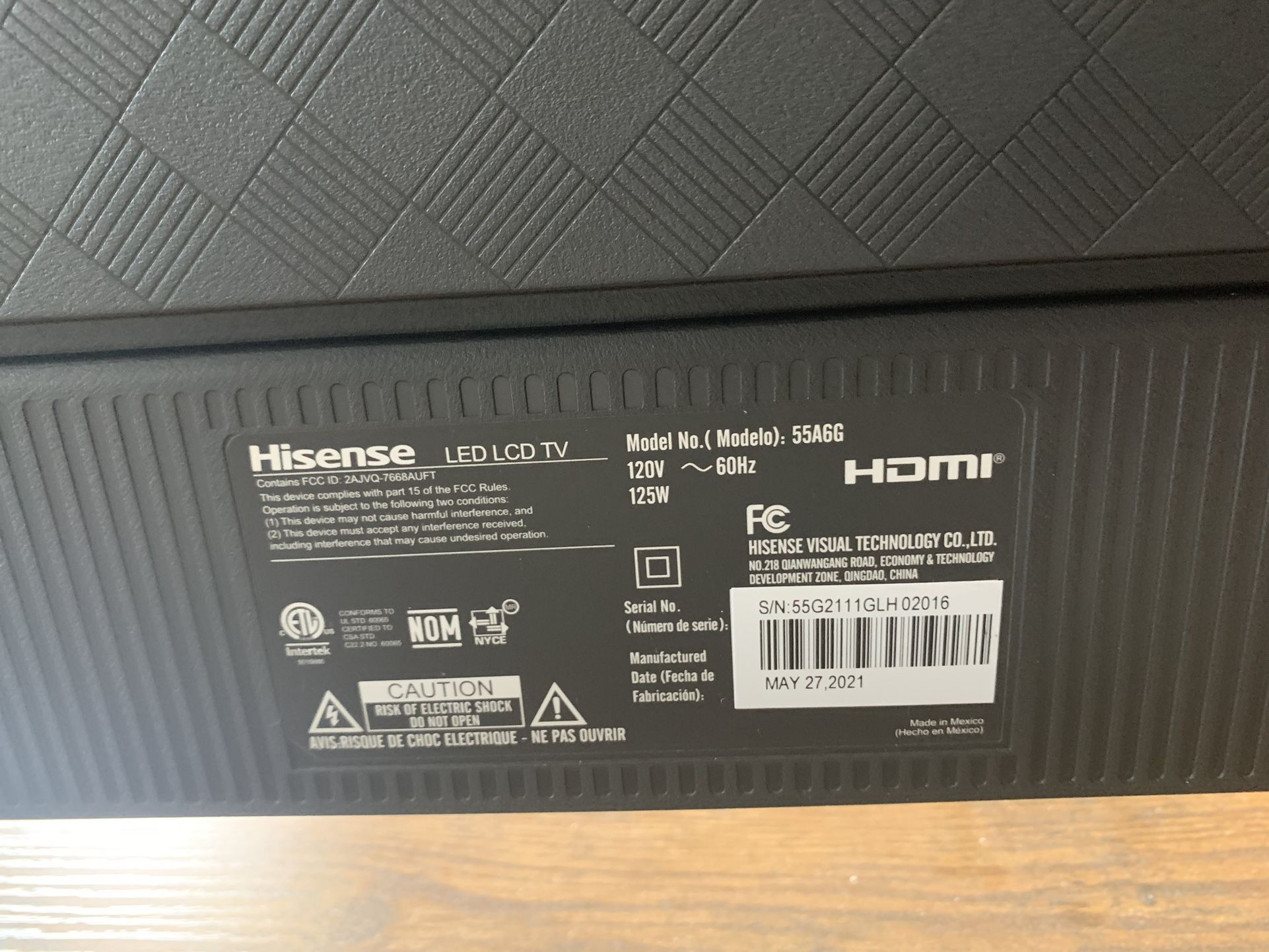 Hisense 55” Smart TV
