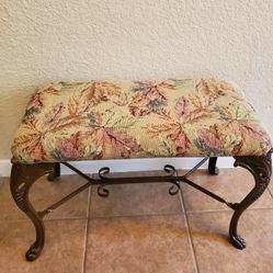 Traditional Metal,  Bench, Stool, Ottoman With Tapestry Seat
