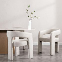 Modern Barrel Dining Chair, Upholstered Faux Leather Kitchen Chairs with Arms Comfy Side Chair for Living Room/Dining Room/Reception, Pu Grey