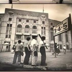 1950's Reproduction Yankee Boys Baseball Stadium Photographic Photo Print on Wood