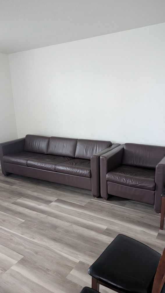 Leather Sofa & Armchair Set – Good Condition