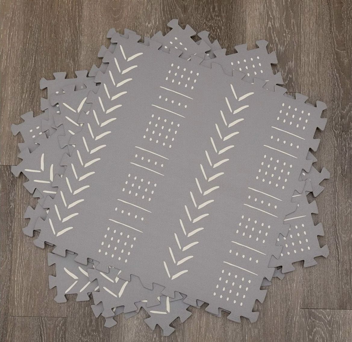 CHILDLIKE BEHAVIOR 72" x 72" Baby Play Mat With Interlocking Floor Tiles, XX-Large Grey