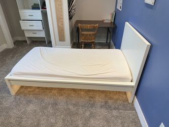 Twin bed frame and mattress