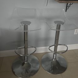 Set Of 2 Clear Barstools