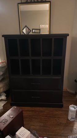 Real wood black shelf Large storage