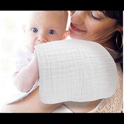 NWOT & GUC White Cotton Muslin Infant Burp Cloth Bundle