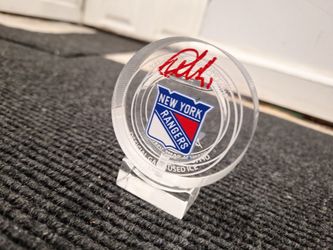 Igor Shesterkin Authenticated Autographed Glass Puck With Game Used Ice Inside It