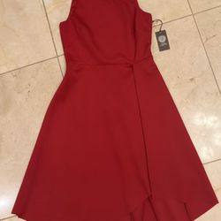 NWT Vince Camuto Crystal Neckline, Asymmetrical Red Sleeveless dress Size 10