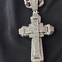 Sterling Heavy Chain And Cross