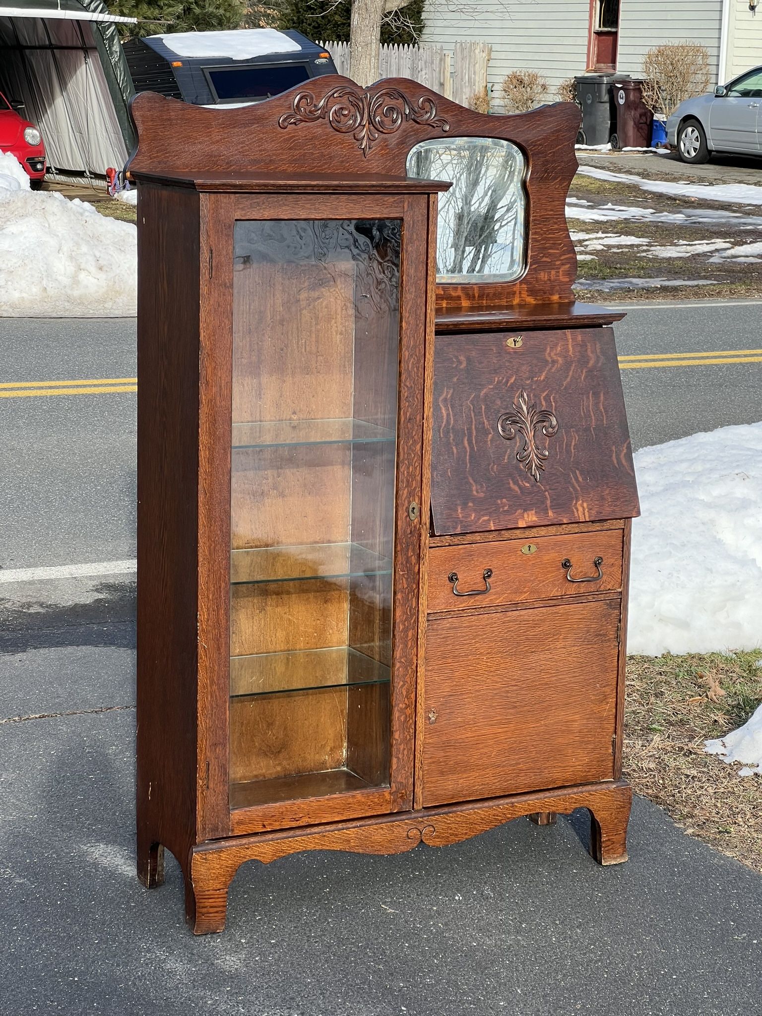 Antique Larkin Side by Side Tiger Oak Secretary