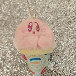 Kirby Ice Cream Cone Keychain Backpack Charm 