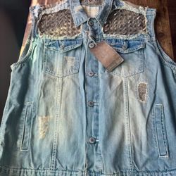 Spiked Denim Vest 
