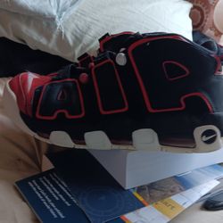 Nike  Airmore Uptempo Basketball Shoes Black Red And White Pre Owned !