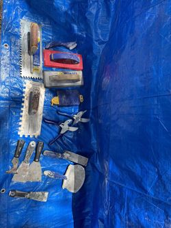 Tile & Masonry Hand Tool Lot - Trowels, Floats, Nippers, Scrapers