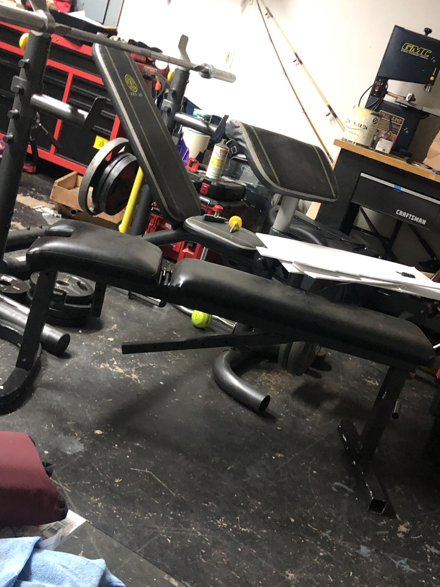 Olympic gym equipment for sale. 600lbs squat rack benches bars pull up bar