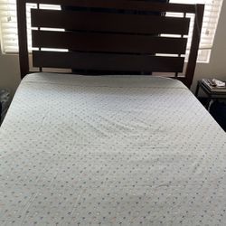 Dark brown full size bed frame with spring box (no mattress) 