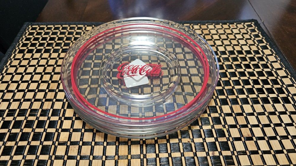 Vintage Coca Cola Small Glass Plates (Set Of 4)