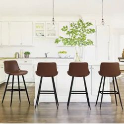 Faux Leather seat (Set of 4)Counter Height Bar Stool with Faux Leather seat (Set of 4)Dark Brown 30 in