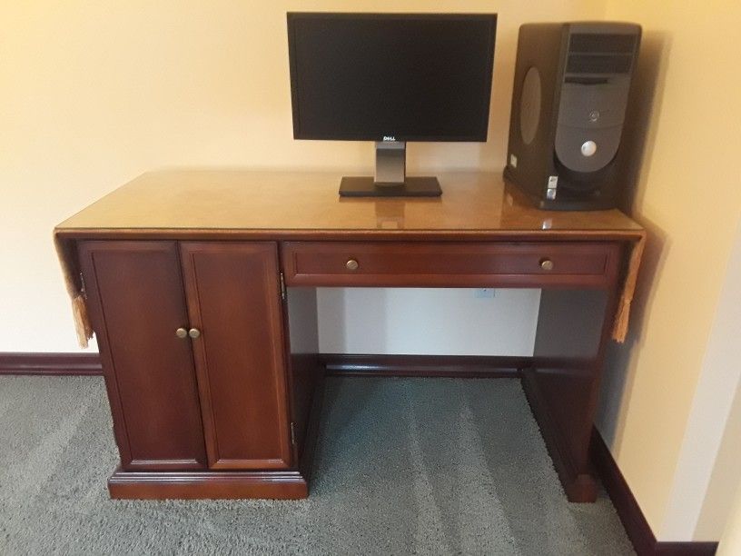 Bombay Co. Antique Desk With Glass Top