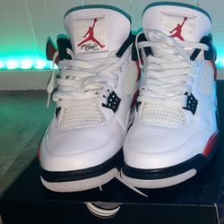 Air Jordan Retro 4 White/ Fire Red-Black 
