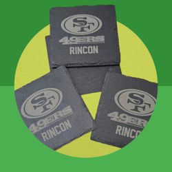 San Francisco 49ers 4pc Set Stone Coasters Laser Engraved