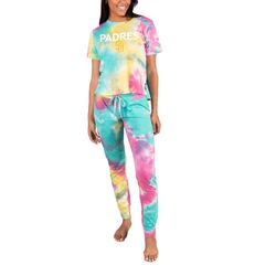 Women's San Diego Padres Concepts Sport Velodrome Tie-Dye Top & Jogger Pants Set- Size Small- 