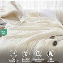 King Beautyrest - Manta Eléctrica Reversible de Felpa ultraligera - Manta Eléctrica, Regulador de Múltiples Niveles de Calor Acogedor 