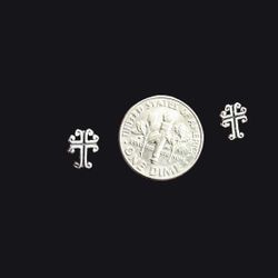 925 Sterling Silver Two Top Heart Cross