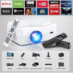 WiFi Projector Bluetooth Projector, 5500 Lux Portable Movie Projector Full HD 1080P Supported, Compatible with TV Stick, HDMI, VGA, USB, Laptop