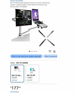 OA-7X Multimedia Desktop Dual Arm 27inch LCD Monior Holder+ Laptop Holder Stand Table Full Motion
