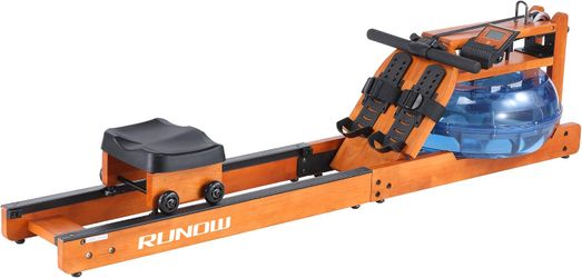 Water Rowing Machine with LCD Monitor Oak Wood Adjustable Resistance --Local Pickup