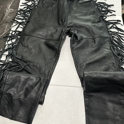 Leather Harley Davidson Fringe Pants Woman Size 12