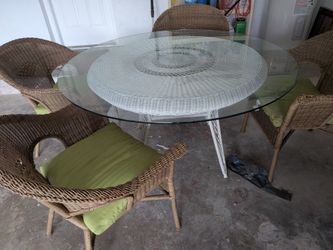 5 piece wicker wood patio dining table sets
