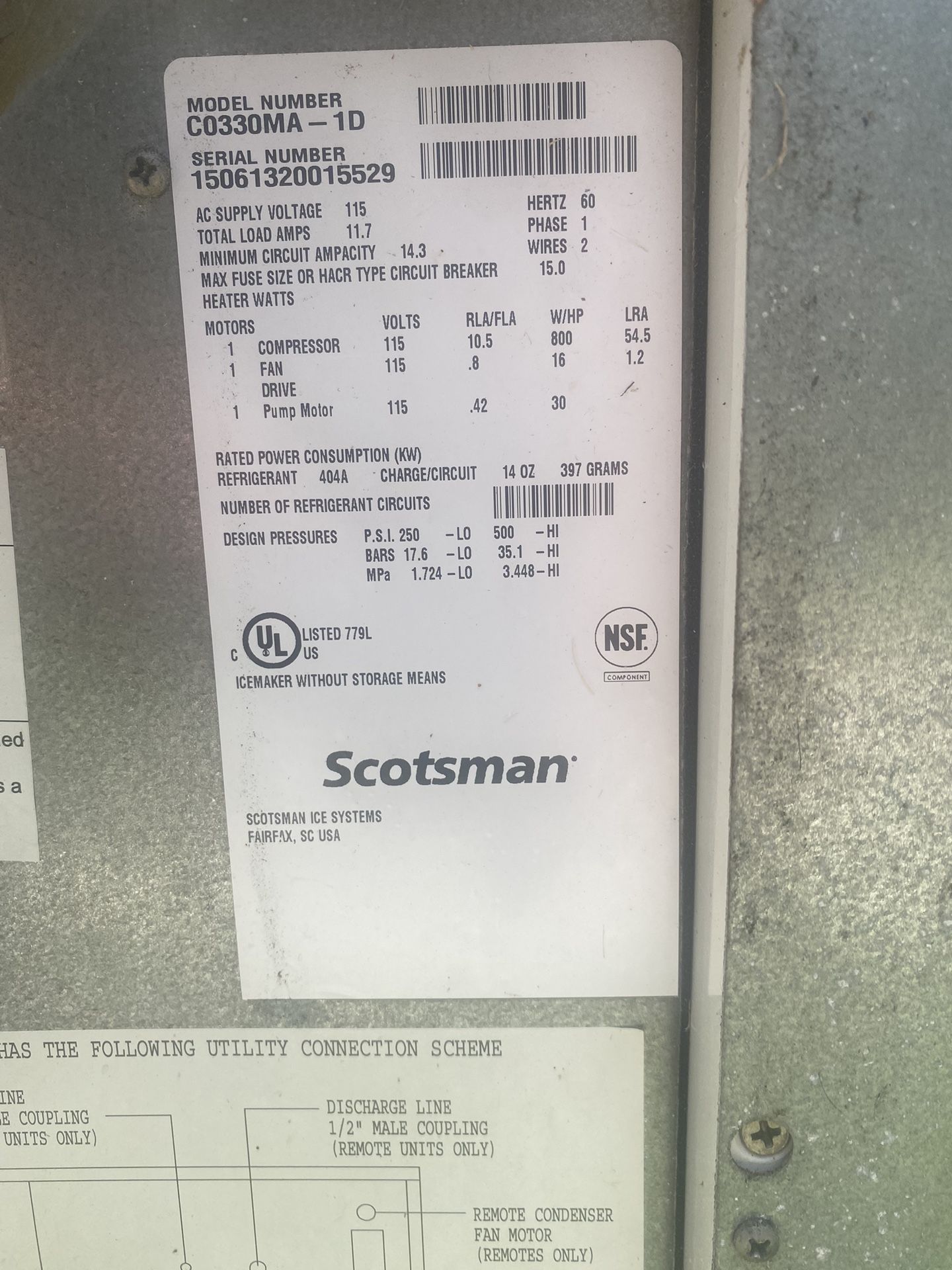 Scotsman Ice Machine And Bin