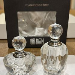 Oleg Cassini Signed Crystal Perfume Refillable Reusable Bottle Set! - New in Box