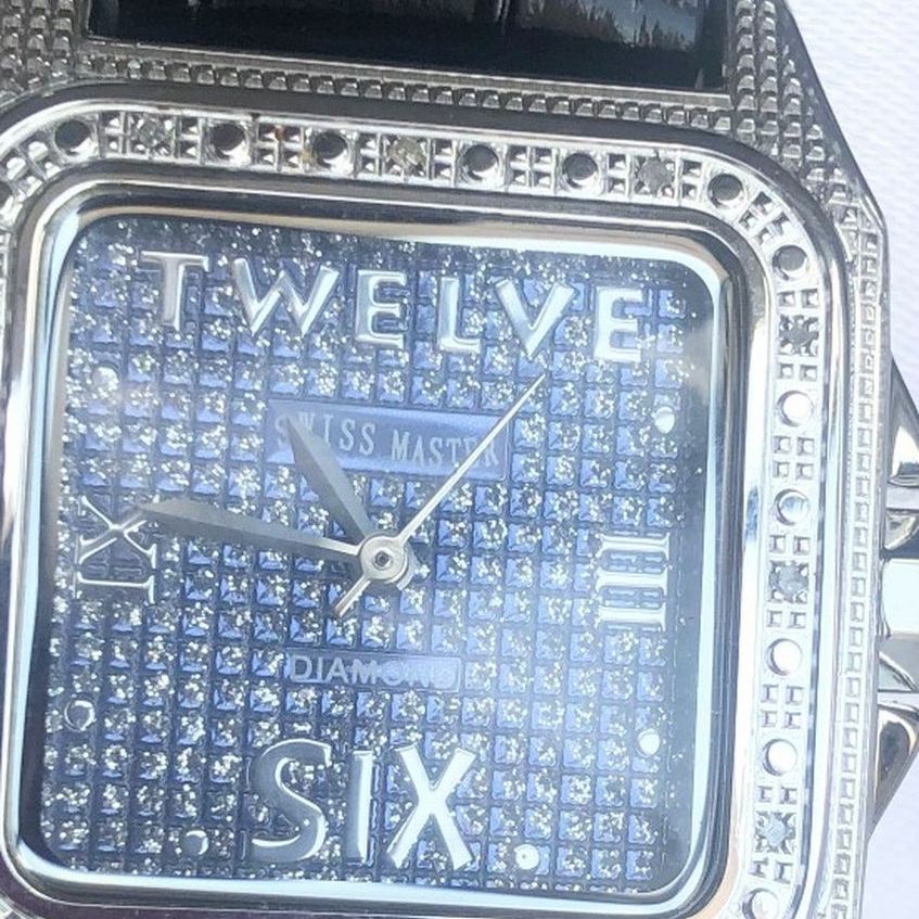 Swiss Master Stainless Steel With Genuine Single Cut Diamonds Face Men's Watch